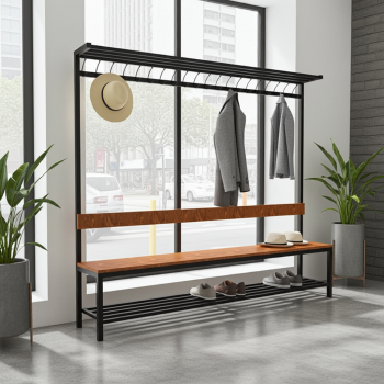 Ławka z wieszakami jednostronna z półką czapki